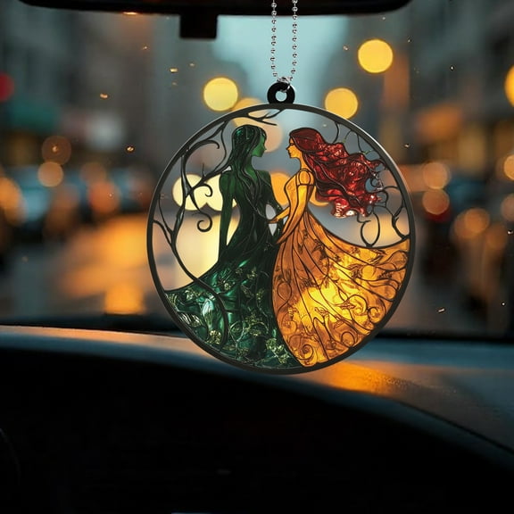 Witch Moon and Sun Window Hanging Acrylic, Car Decoration, Celestial Suncatcher, Light Catcher, Boho Ornament, Spiritual Gift for Dad or Mom, Mystical Sunlight Decor