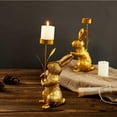 thumbnail image 3 of 8" Sturdy Iron Easter Candle（2pc） Holder with Handcrafted Bunny - For Table, Mantel or Holiday Party Decor, 3 of 4
