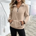 thumbnail image 2 of KICILVS Womens Fleece Half Zip Pullover with Front Kangaroo Pocket Cozy Warm Winter Casual Daily Loungewear Tops, 2 of 7