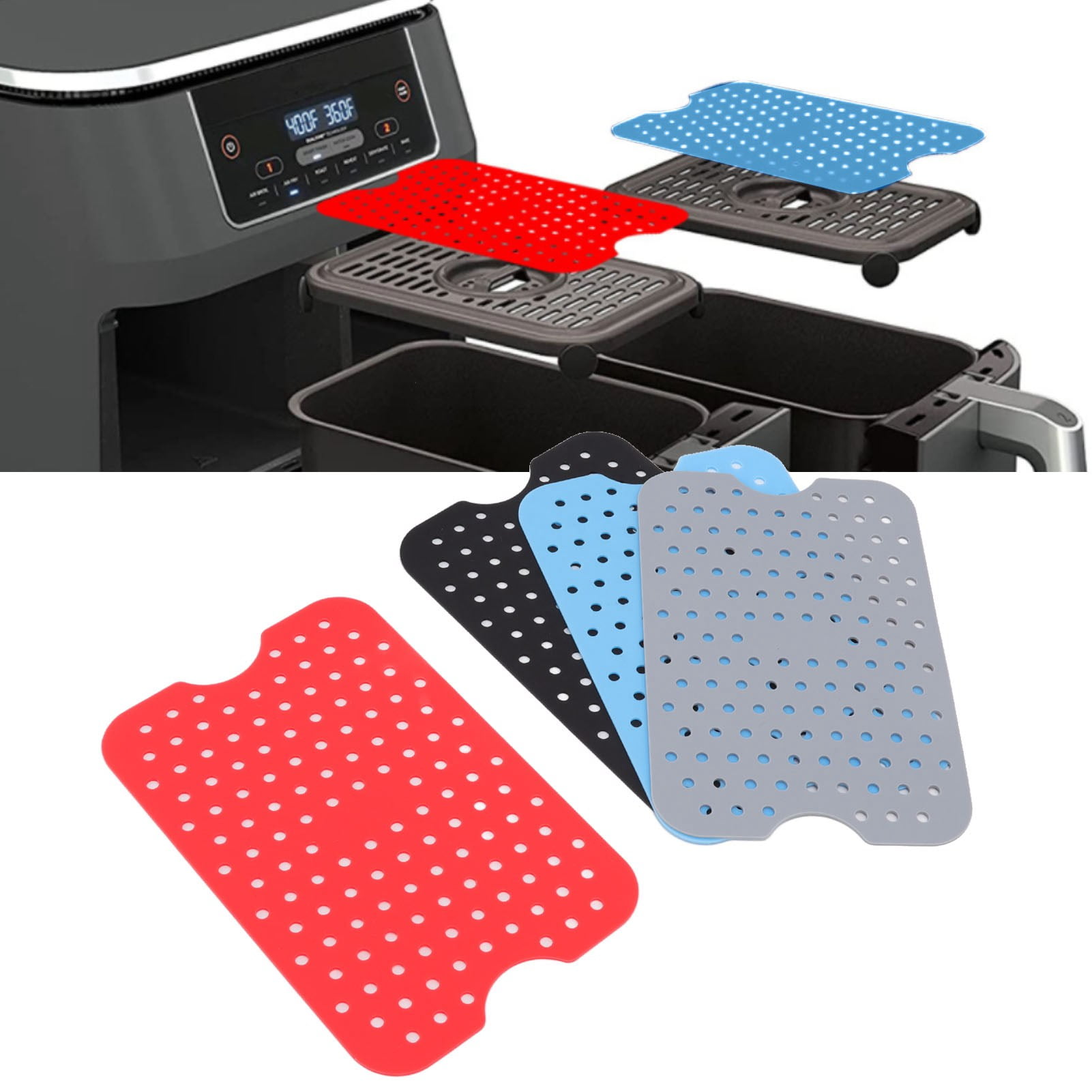 Doublures En Silicone Pour Friteuse à Air, Silicone De Qualité Alimentaire 4 Pcs Doublures Réutilisables Pour Friteuse à Air Pour La Maison