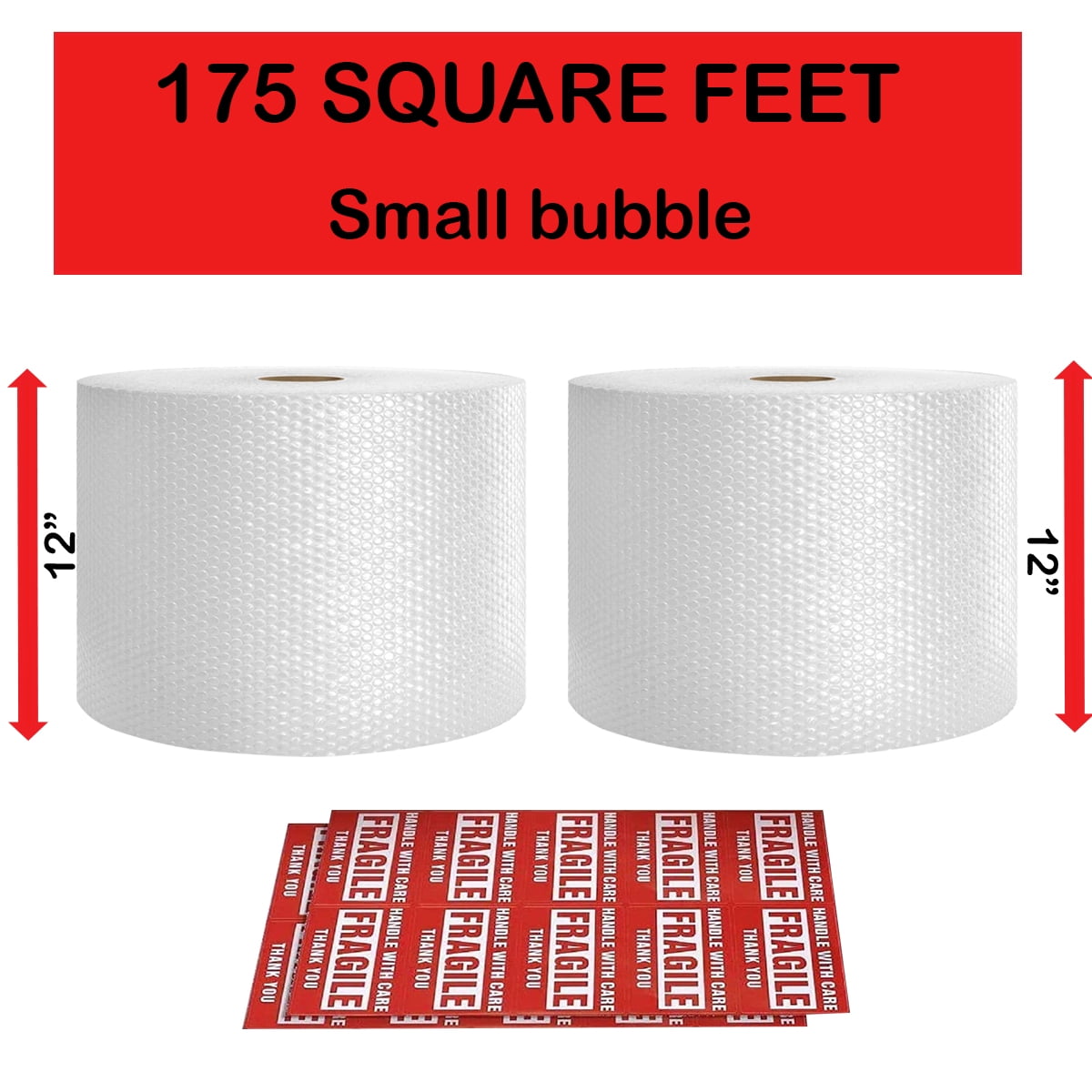 Mighty Gadget 175 Feet Bubble Cushioning Wrap for Packing, Shipping & Mailing Fragile Items, 2 Rolls of 87.5 Feet Each