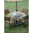 thumbnail image 3 of Easter Outdoor Tablecloth - 54x54 Inch Square Dining Table Cover, Spring Bunny Easter Eggs Floral Beige Green Wood Waterproof Outdoor Table Cloth with Umbrella Hole & Zipper for Picnic/Patio/Party, 3 of 7