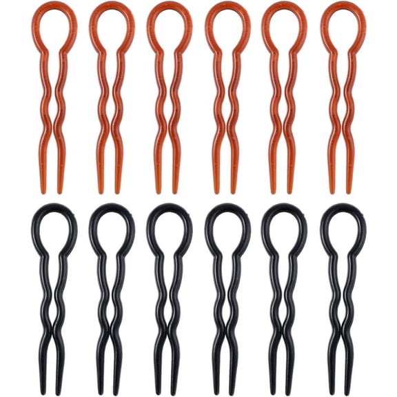 12Pcs U Shaped Hair Pins Plastic Hair Style Grip Pins Wavy Hair Braid Twist Styling Clip Pin for Women Girls