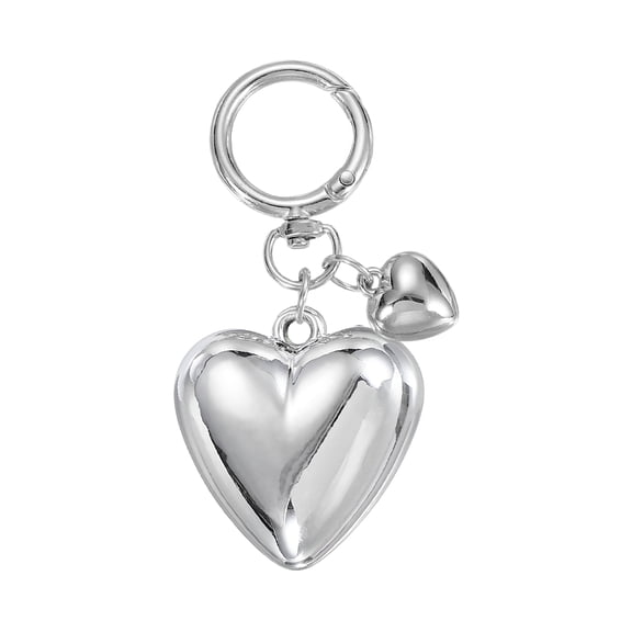 Uxcell Cute Heart Keychain for Women, Resin Heart Purse Charm Bag Charm Accessories for Handbag Car Purse Backpack Wallet Pendant, Silver