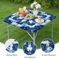 thumbnail image 4 of Indigo Tie Dye Snowflake Square Fitted Tablecloth with Elastic Edge,Square Table Cover,Washable Elastic Table Cover for Home Kitchen Party Decor 34"x34", 4 of 6