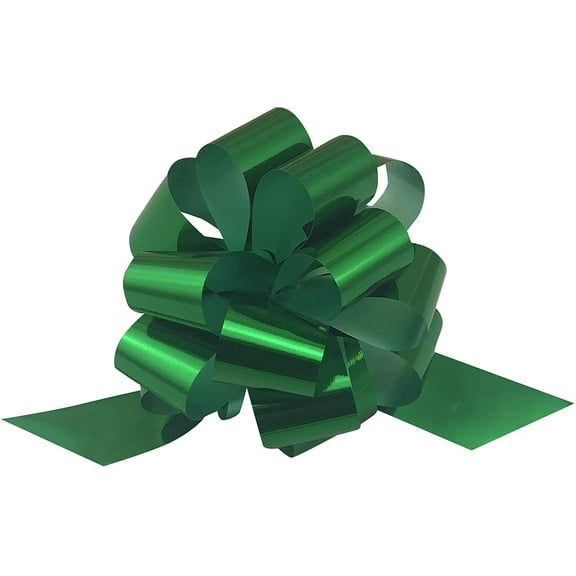 Metallic Emerald Green Pull Bows - 5" Wide, Set of 10, Christmas Ribbon, Gift Bows, Gift Basket, St. Patrick's Day, Spring, Fundraiser