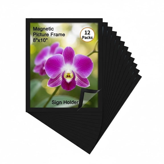 12 Pack 8x10 Magnetic Picture Frames for Wall Mount, Black