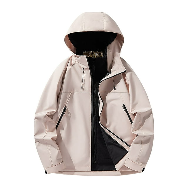 WRKEKC Veste de Sport Extérieure 3-en-1 pour Hommes, Coupe-Vent, Légère, à Capuche avec Poches Zippées pour l'Escalade, la Course, la Randonnée et Convertible pour Tous les Temps, Rose 3TG