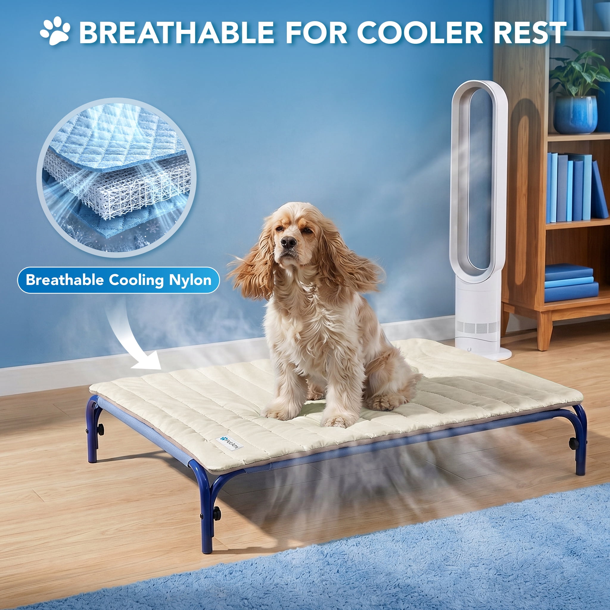 PetAmi Dog Cooling Mat, Q-Max Pet Cooling Blanket with Thick Cushioning, Self Cooling Pad for Dogs & Cats,  Reversible Summer Mat for Crate, Couch, Kennel, Taupe/Beige, Medium (29x40)
