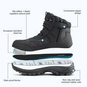 SPIEZ® Mens Steel Toe ESD Work Boots, Anti-Static Waterproof Safety Boots, Non-Slip High Top Lace-Up Shoes with Zipper, Puncture-Resistant, for Industrial & Construction Use, Black, Size 9
