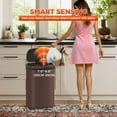 thumbnail image 6 of 13 Gallon Trash Can Automatic Kitchen Garbage Can with Lid Touchless Sensor Waste Bin Slim No Touch Stainless Steel Trash Can for Home, Living Room, Bedroom, Office （Brown）, 6 of 8