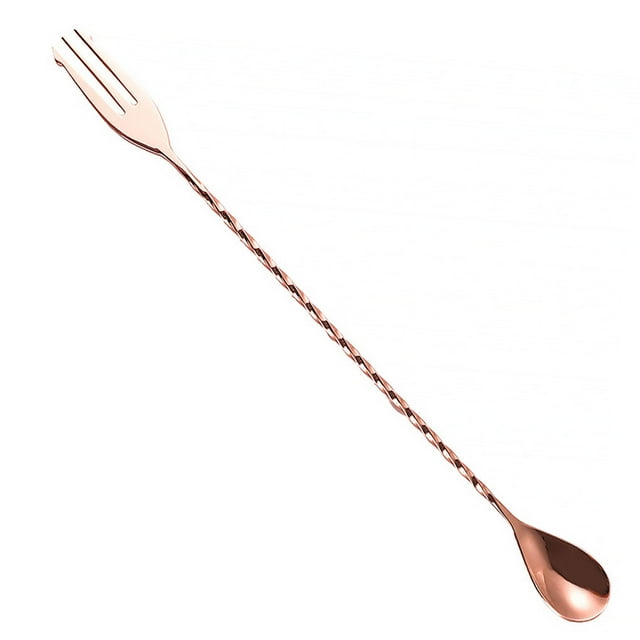 Wosthever Cuchara de bebida de barra de acero inoxidable con mango largo Patrón de de agitación Cucharas de mezcla Tenedor de barra de leche Type3 NO3