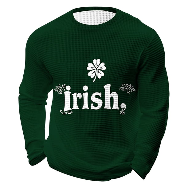 Camisetas de Manga Larga de Verano para Mujeres Día de San Patricio Impreso Cuello Redondo Suelto Casual Ligero, Camisetas de Manga Larga Ligeras para Mujeres