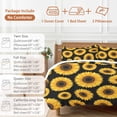 thumbnail image 6 of King 4 Piece Bedding Set Rustic Yellow Sunflower Floral Soft Breathable Duvet Cover and Pillowcase, Country Flower on Black Duvet Cover Set Bed Sheets for Bedroom Dormitory Guest Room, 6 of 9