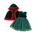 thumbnail image 3 of Splozh Fall Dress Toddler Fashion Girls Christmas Comfortable Breathable Party Mesh Dress Set,Green,12-18 Months, 3 of 5