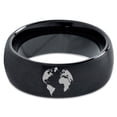 thumbnail image 2 of Tungsten Earth Globe Atlas Planet Band Ring 8mm Men Women Comfort Fit Black Dome Brushed Polished, 2 of 4
