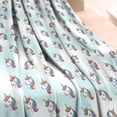 thumbnail image 3 of Light Blue Cartoon Unicorn Head Pattern Blanket,Comfortable Soft Flannel Throw Blanket,All Season,Warm Lightweight Blankets for Sofa Bed Couch Living Room Chair,60"x80", 3 of 4