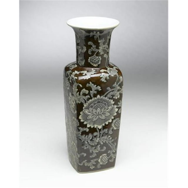 AA Importing 59704 Carré Brun & Gris Vase