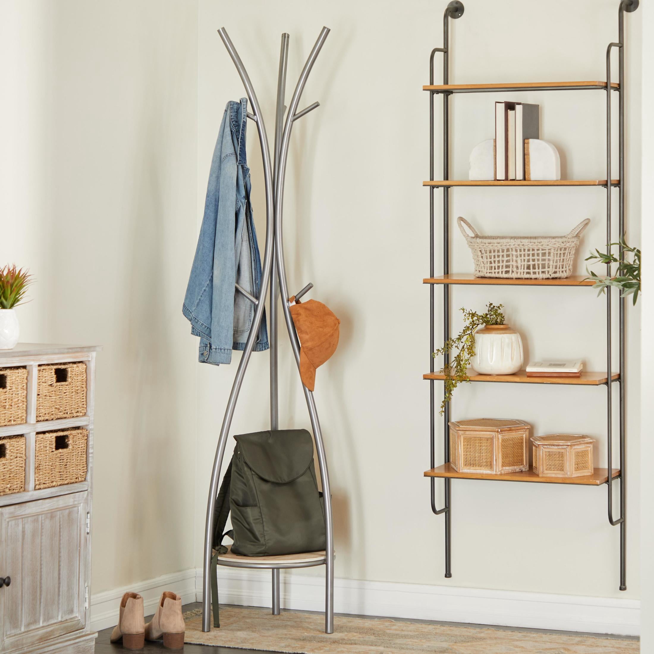 DecMode 17" x 73" Silver Metal Coat Rack, 1-Piece