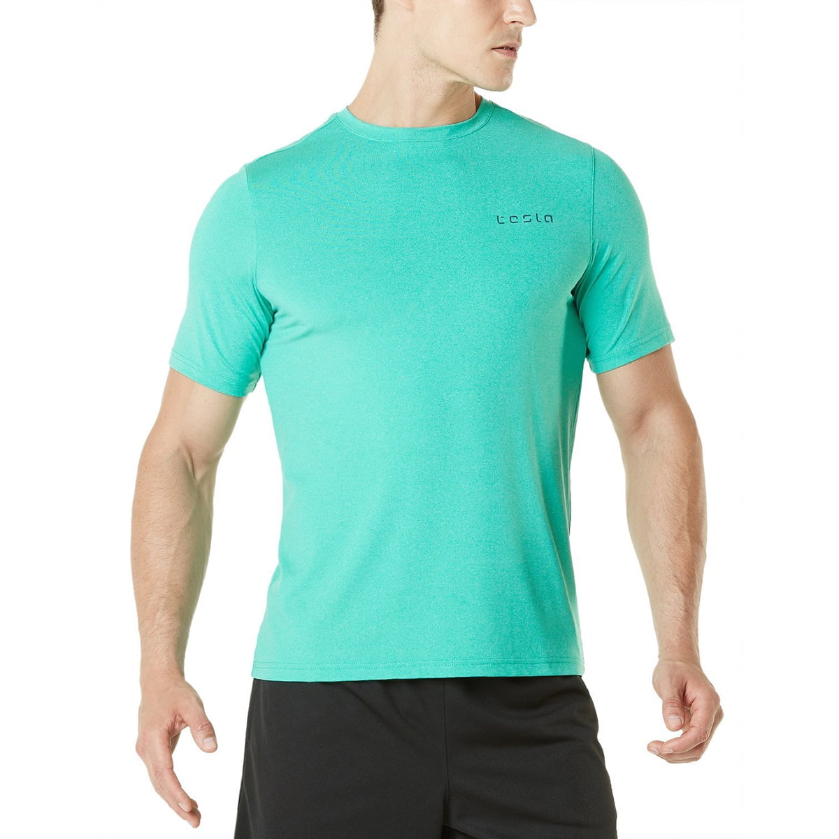 TSLA Tesla MTS04 HyperDri Short Sleeve Athletic T-Shirt Solid Blue 