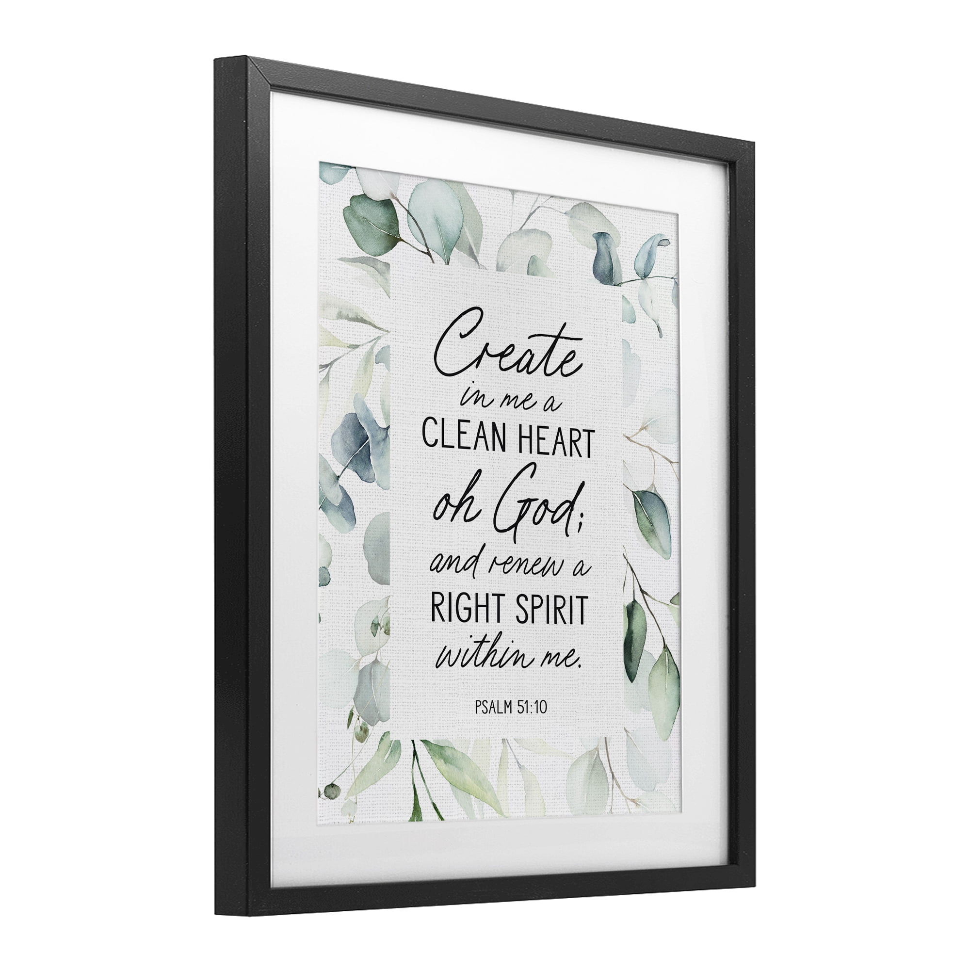 Clean Heart & Right Spirit Black Framed Print Under Glass, design by Lettered and Lined