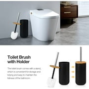 Livhil 6 Pcs Bamboo and Plastic Bathroom Accessories Sets, Specially Designed for Small Spaces, Toothbrush Cup Bath Accessories Sets Suitable for Homes, Hotels, Office Buildings (Black)