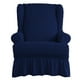 thumbnail image 1 of Sillón orejero de seersucker para dormitorio, sofá con respaldo orejero Azul, 1 of 7