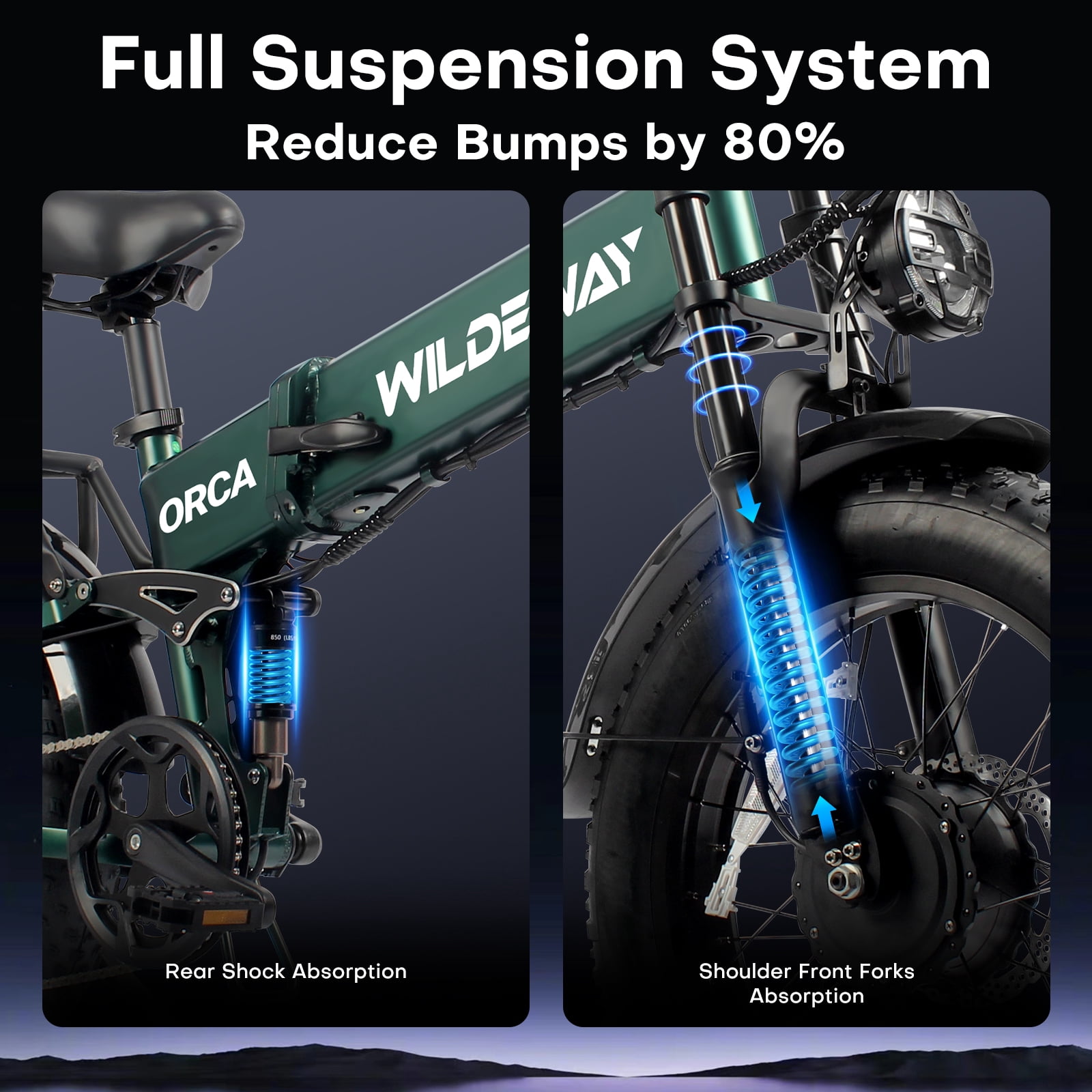 2300W Foding Dual Motor Electric Bike for Adults 20'' 48V 20Ah Ebike 55Miles Long Range 4.0 Fat Tire Off Road E-mountain bike Full Suspension Hydraulic Brake Electric Bicycles UL2849
