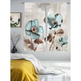 thumbnail image 4 of Sheer Curtains 72 Inches Long, Tulip Flower Light Filtering Window Curtains for Living Room, Teal Brown Vintage Floral Plant Botanical Rod Pocket Voile Sheer Curtain Drapes, 52"W x 72"L, 2 Panels, 4 of 8