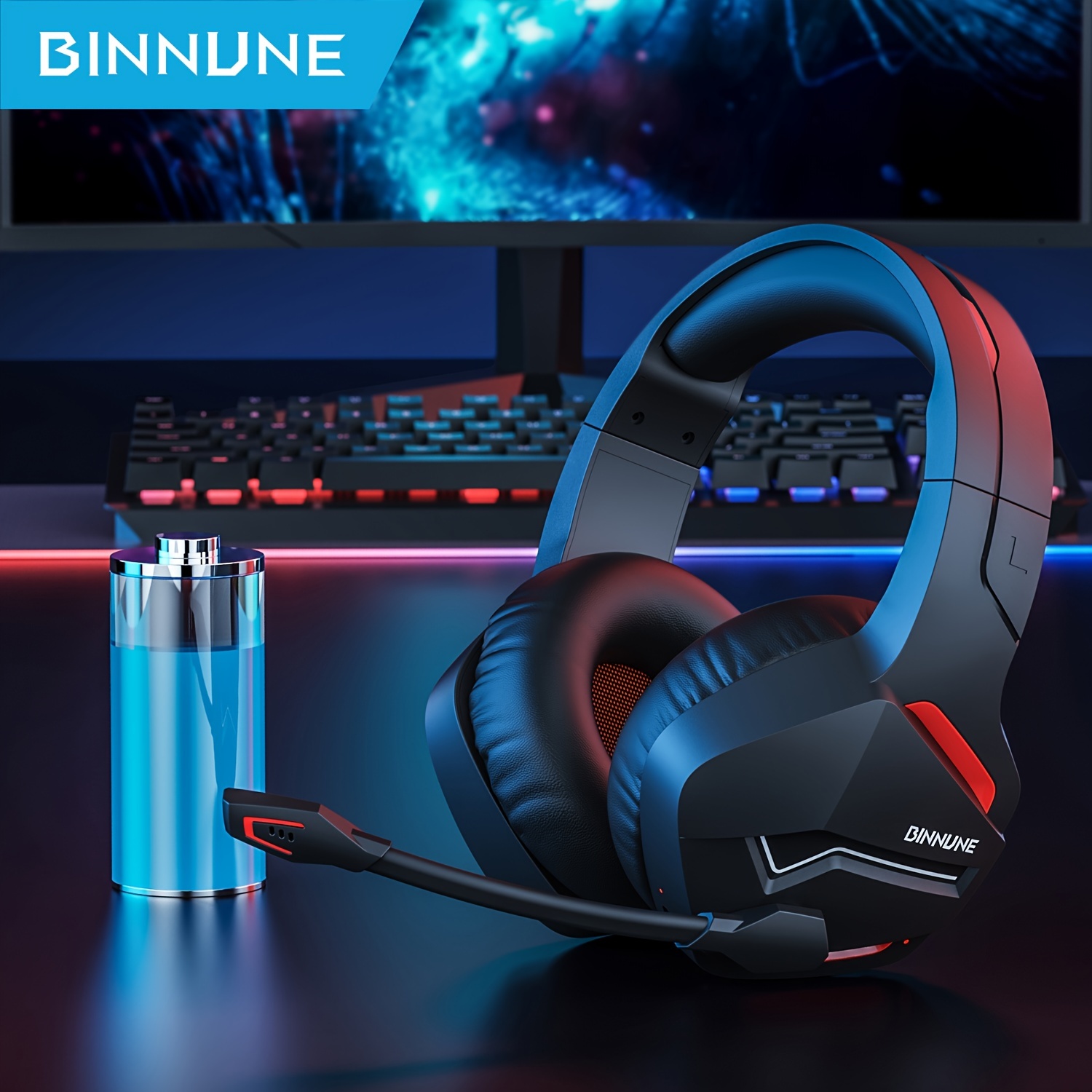 BINNUNE BW01 Wireless/Wired Gaming Headset 2.4 GHz Gamer Headphones