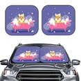 thumbnail image 2 of Naloa Dog Washes in a Pink Bath 2 Piece Foldable Car Sun Shades, Car Windshield Sunshade, Front Window Sunshade for Car, Truck, SUV - Medium, 2 of 7