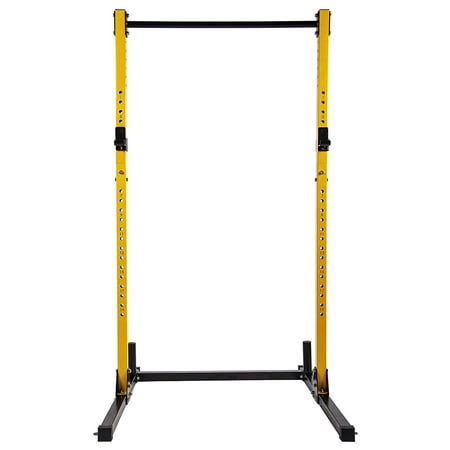 HulkFit Adjustable Power Squat Stand Rack w/ 2 J Hooks & 2 Weight Plate Holders
