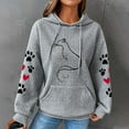 thumbnail image 2 of Women's Waffle Hoodies Sweatshirt Valentines Cute Heart Cat Paw Graphic Pullover Long Sleeve Hooded, 2 of 4