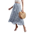 thumbnail image 2 of Txlixc, vestido Floral de verano para mujer, cintura alta, bohemio, fluido, falda oscilante, informal, línea A, cintura elástica, lazo, volante, longitud media, vestido de playa Txlixc  Casual, 2 of 7