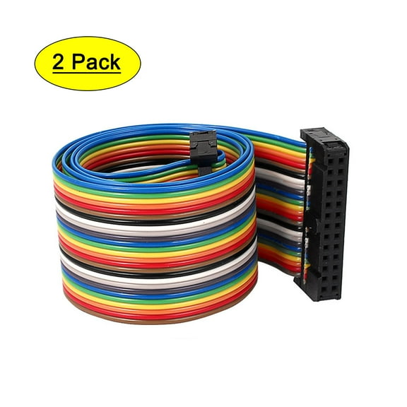 50cm 26 Pin 26 Way F/F Connector IDC Flat Rainbow Color Ribbon Cable 2pcs