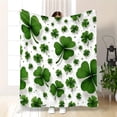 thumbnail image 2 of Clover Print Flannel Throw Blanket, Green Four-Leaf Clovers on White Background, 280GSM Soft Polyester Fabric, Modern Style for Home Decor, All-Season Cozy Cover, 2 of 6