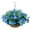 Blue, variant on Artificial Flowers Hanging Basket for Outdoor Indoor, Fake Orchid Flowers in Coconut Lining Hanging Basket for Home Courtyard Decoration, 5 Branches Flowers in '' Basket(Blue)