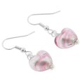 thumbnail image 2 of GlassOfVenice Murano Glass Heart Earrings - Striped Silver Pink, 2 of 4