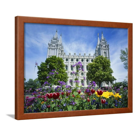 View of Lds Temple with Flowers in Foreground, Salt Lake City, Utah, USA Framed Print Wall Art By Scott T. (Best View Of Salt Lake)