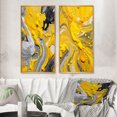 thumbnail image 1 of Designart "Cosmic Vibrations in Yellow and Grey II" Abstract Framed Wall Art Set Of 2 - Yellow Abstract Framed Canvas Set For Living Room Decor, 1 of 6