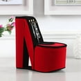 thumbnail image 3 of 9" Tall Display Jewelry Box with Hooks, High Heel Shoe Design, Red Velvet, 3 of 4