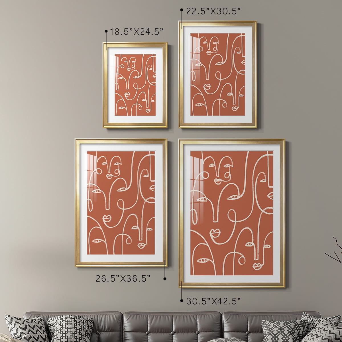 Wexford Home Connected Expressions I Premium Framed Print, 18.5" x 24.5" - Ready to Hang, Gold (Set of 2)