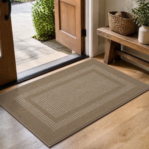 SIXHOME 24" x 48" Polypropylene Indoor Door Mat, Non Slip Washable Doormat, Dirt-Trapping Absorbent Entryway Rug for Wide Entryway, Double Door and Hallway, Brown