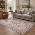 thumbnail image 2 of 2x3 Area Rug indoor door mat, Machine Washable Low Pile with Non Slip Backing, Print Pattern Floor Mat for Entryway, Front Door, Bathroom and Kitchen, Floral Medallion, Dusty Rose, 2 of 5