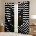 thumbnail image 2 of jejeloiu Kawaii Cat Animals Black Out Curtains,Black Geometric Stripe Curtains Pack of 2 (42x63 Each) For Girls Kids, 2 of 6