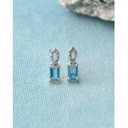 1.09 ct Swiss Blue Topaz Solid Sterling Silver Stud Earrings