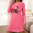 thumbnail image 2 of QIUOMBBP Women's Christmas Sleepwear Ugly Graphic Long Sleeve Shirts Casual Crewneck Pajama Dresses Loungewear, Hot Pink, XL, 2 of 7