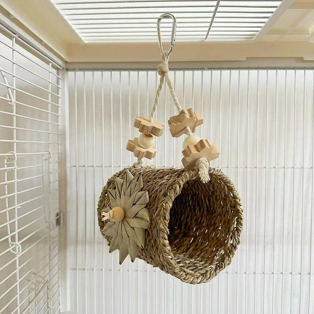 Nido de paja para pájaros Yinane accesorios para jaulas juguetes para loros columpios