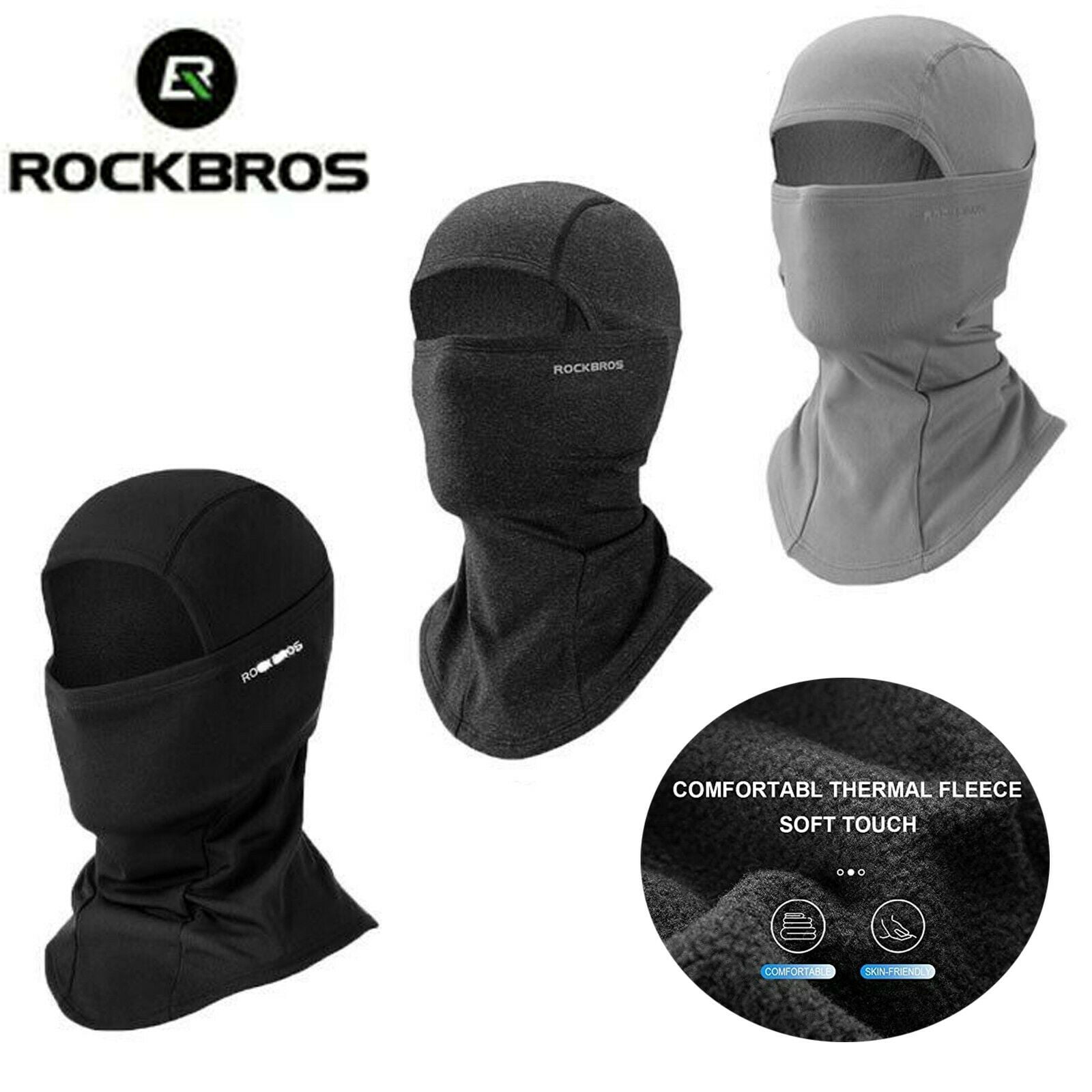 1 PACK ROCKBROS Neck Gaiter Black Face Mask Breathable Cool Sports Balaclava 