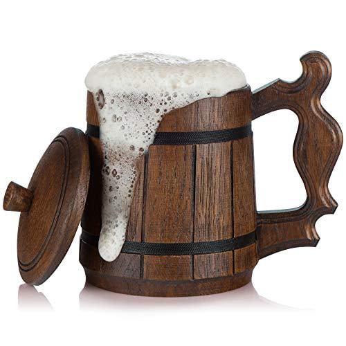 Medieval Inspired Antique Wooden Beer Mug Wood Tankard Coffee Stein Groomsmen Gift Idea Eco Friendly 